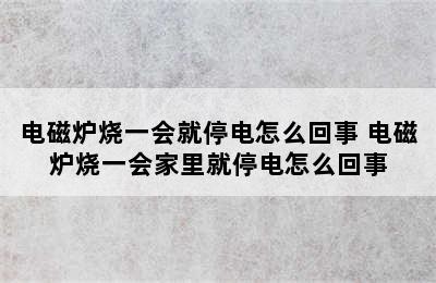 电磁炉烧一会就停电怎么回事 电磁炉烧一会家里就停电怎么回事